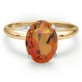 thumbnail image 3 of Gem Stone King 14K Two Tone Gold Twilight Orange Mystic Quartz Engagement Ring for Women | 2.70 Cttw | Oval 10X8MM | Gemstone Birthstone | Size 7, 3 of 6