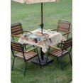 thumbnail image 3 of Outdoor Tablecloth with Umbrella Hole and Zipper, Blue Christmas Square Table Cloth 60x60 Inch Waterproof Tablecloth, Coffee Xmas Botanical Pine Cones Vintage Picnic Table Cover for Patio Camping, 3 of 7