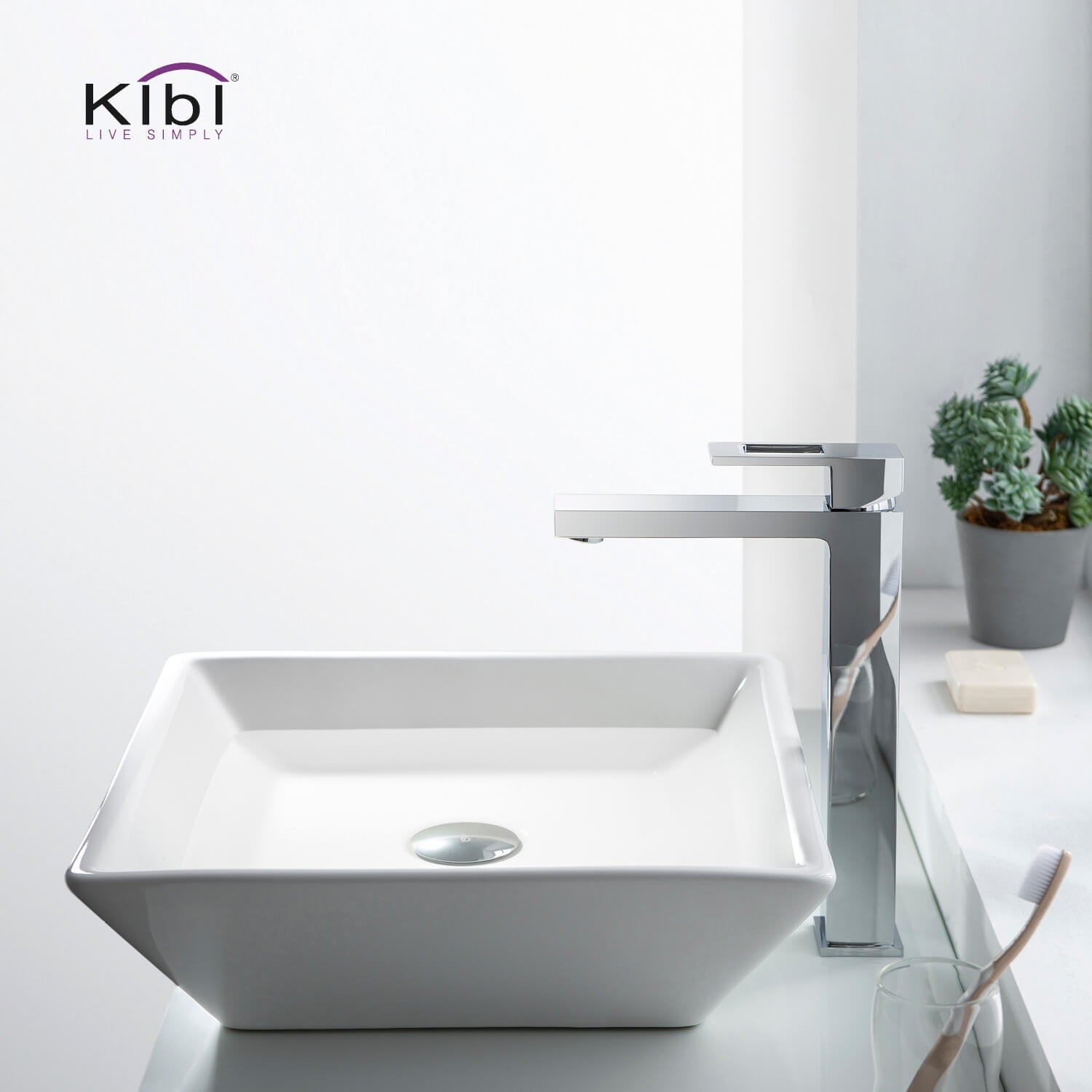 Kibi Cubic Single Handle Bathroom Vessel Sink Faucet