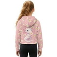 thumbnail image 2 of Xoenoiee Pink Axolotl Daisy Flower Print Oversized Sweatshirt for Girls Kids Fall Outfits Fashion Long Sleeve Hoodie Quarter Zip Pullover Tops with Kangaroo Pocket, 5-6 Years, 2 of 7