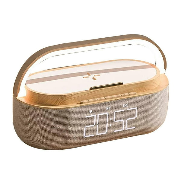 Digital Alarm Clock Radio with Bluetooth Speaker,15W Wireless Charger, Dual ,Adjustable Loud Alarm_Perfect Gift