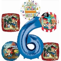 Jake and the Neverland Pirates Party Supplies 6th Birthday Balloon Bouquet Decorations 6pc set