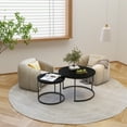 thumbnail image 4 of M optimized 27.6" Coffee Table Nesting Side Round Set Of 2, Modern End Table Top Sturdy Metal Frame Industrial Simple Nightstand, for Living Room Bedroom Apartment, 4 of 8