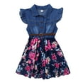 thumbnail image 4 of TiaoBug Kids Girls Floral A-line Summer Casual Dress Princess Denim Sundress 2-14 Navy Blue 2, 4 of 7