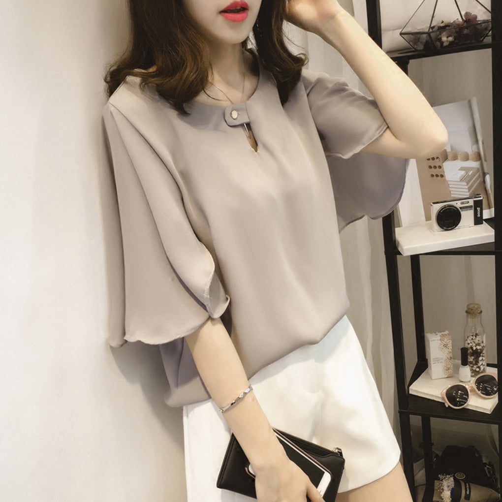 Maoww Ruffles Blouse Shirt Women Summer Tops chiffon blouse women T-shirt Hollow Out Blouse Plus Size | Walmart Canada