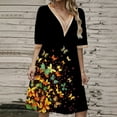 thumbnail image 1 of WILLBEST Vestido Bohemio Informal De Verano Con Estampado Floral, Media Manga Y Cuello En V, Estilo Bohemio 1793, 1 of 4