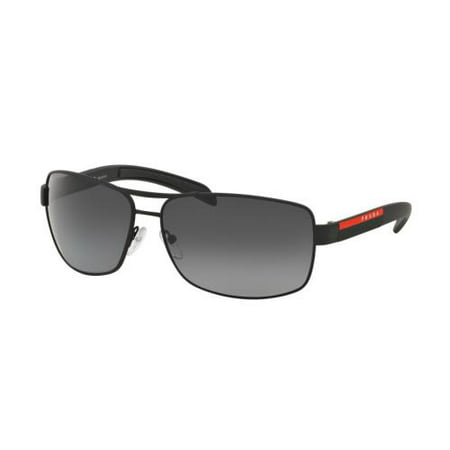 Prada Women's Polarized PS54IS-DG05W1-65 Black Rectangle Sunglasses