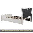 thumbnail image 4 of Twin Size Upholstered Platform Bed Velvet Upholstered Bed, Beige, 4 of 14