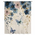 thumbnail image 2 of Weeping Blue Floral Sheer Curtains 63 Inches Long, Spring Butterflies Flowers Linen Light Filering Curtains, Breathable Simi Curtain Privacy Drapes for Living Room Bedroom Window Treatment, 2 of 9
