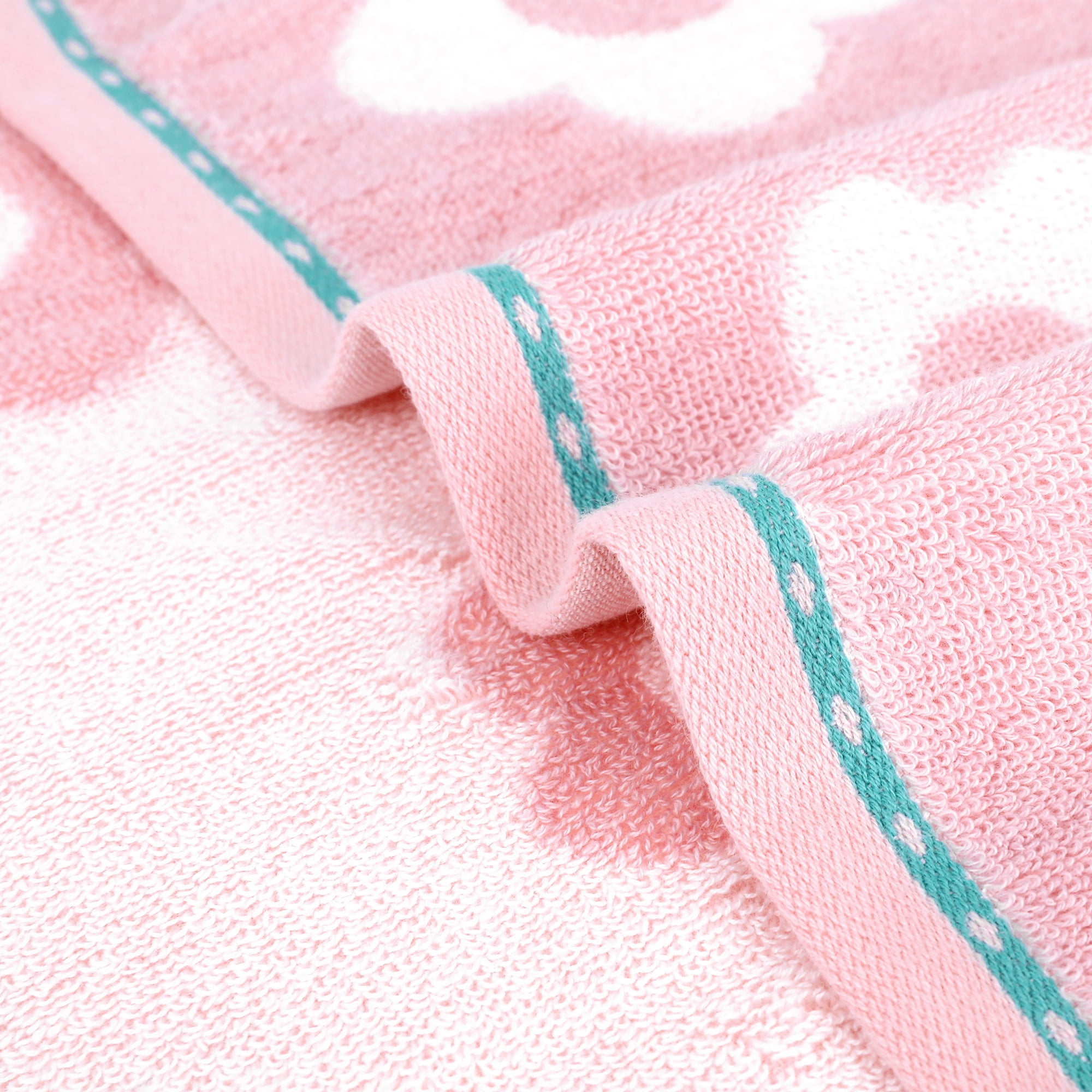 REGALWOVEN Cute Floral Hand Towels Flower Pattern Cotton Hand Towel Soft Absorbent Decorative Towel for Bathroom Spa Gym Pink 4-Piece