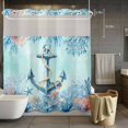 thumbnail image 5 of No Hook Shower Curtains with Snap-in Liner Set, Coastal Anchor Blue Waterproof Hotel Style Bathroom Shower Curtain, Summer Beach Nautical Coral Starfish Breathable Mesh Top Bath Curtains 72''x78'', 5 of 9