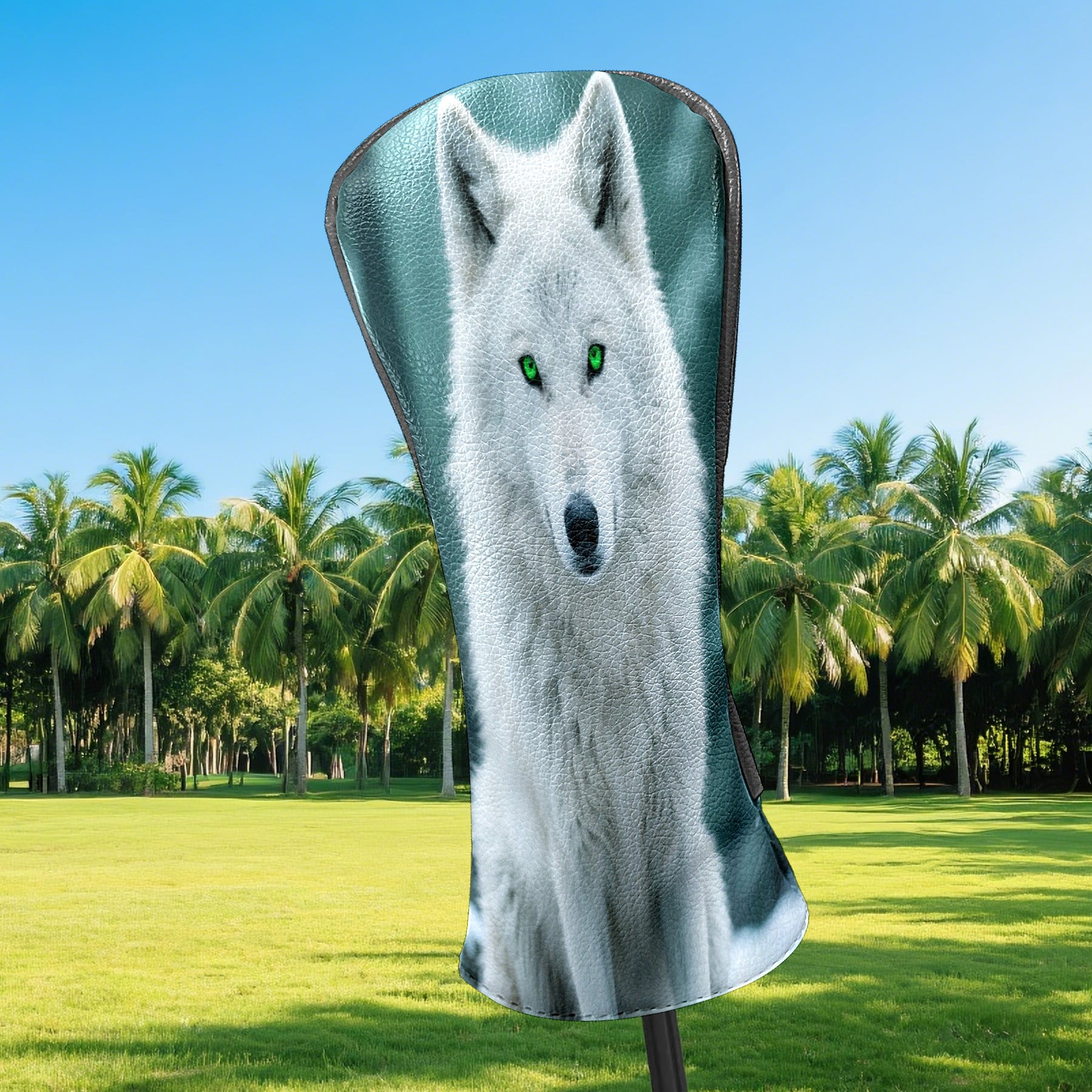 Golf Club Head Cover Waterproof Leather Golf Accessories HeadCovers Set Driver Headcover for Women Men Ice White Forest Wolf