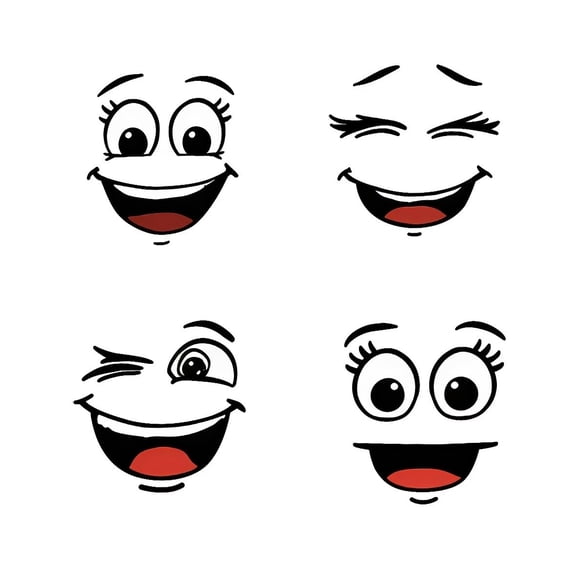 Funny Face Stickers for Cans Decals for Lid Kitchen Fridge Outdoor Use Paper Black 30cm