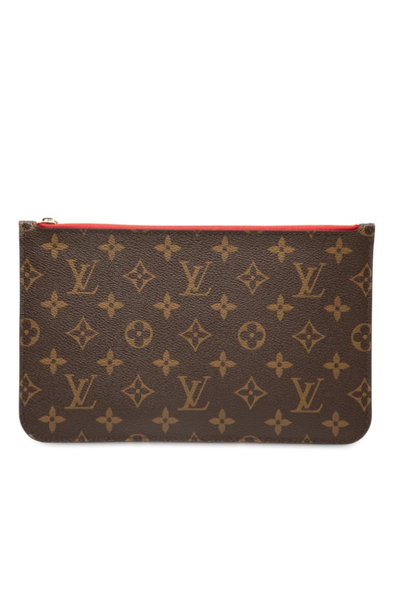 Pre-Owned Louis Vuitton Monogram Neverfull MM with attached pouch in brown and red.... (Good)