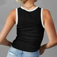 thumbnail image 3 of Mittory Women's Sleeveless Tops White Trim Bodycon Casual Tank Tops Crewneck Shirts Summer Trendy Workout Athletic Vest Tee, 3 of 7