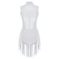thumbnail image 3 of YiZYiF ​​​Women's Lyrical Dance Dress Flowy Tulle Skirt Leotard Rhinestone Figure Skating Costumes White M, 3 of 7
