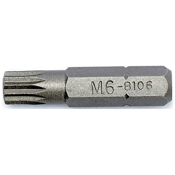 Genius Tools 1/4" Hex Shank, M6 Triple Square Screwdriver Bit, 30mmL - 8106