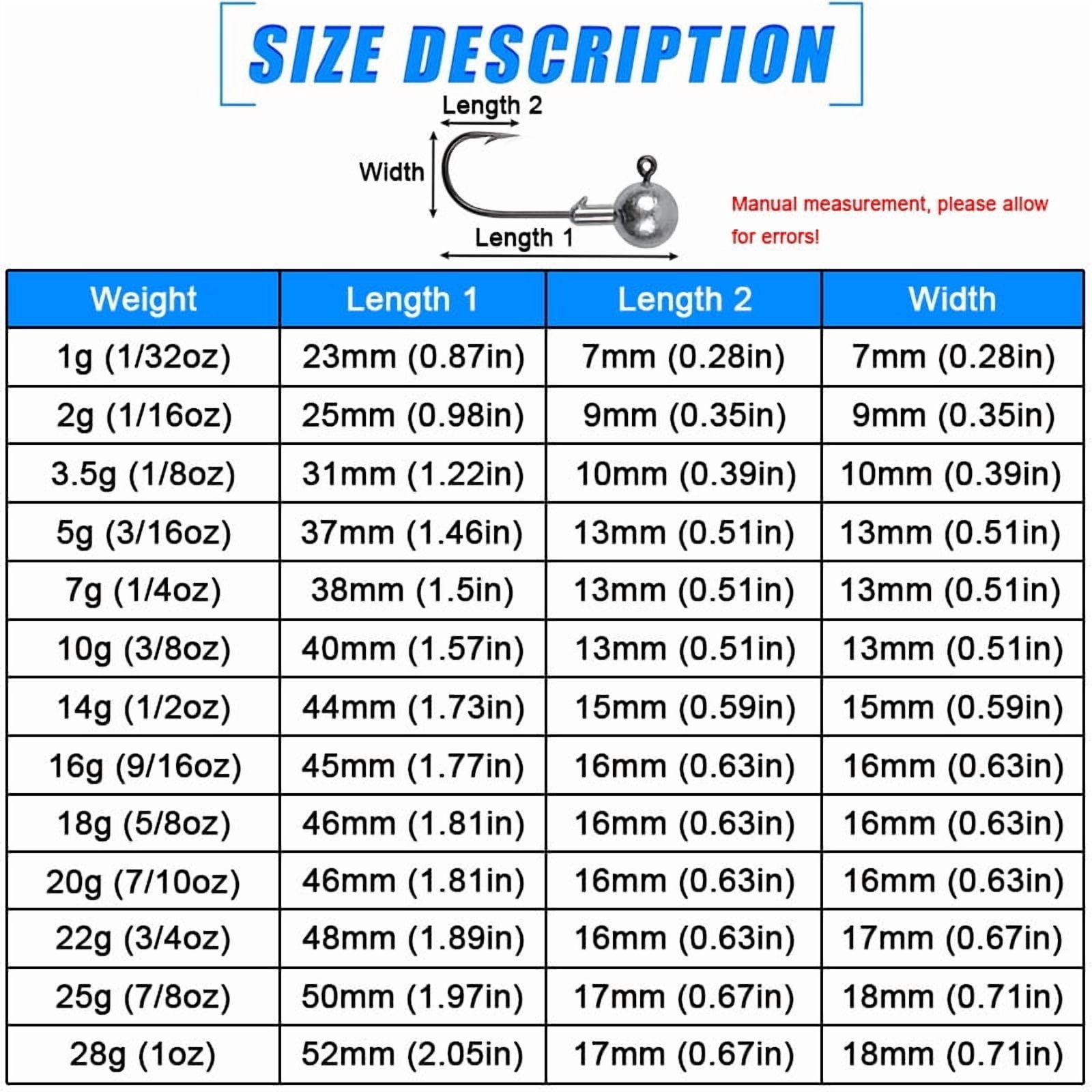 50Pcs Lead Jig Heads Fishing Hooks Crappie Bass Trout Lures Bait Tackle 1g-28g