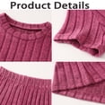 thumbnail image 5 of Fdqin Girls Summer Outfits 6 Pcs Casual Short Sleeve Knit tops and Shorts Set Pink Grey Purple,5-6 Years, 5 of 6