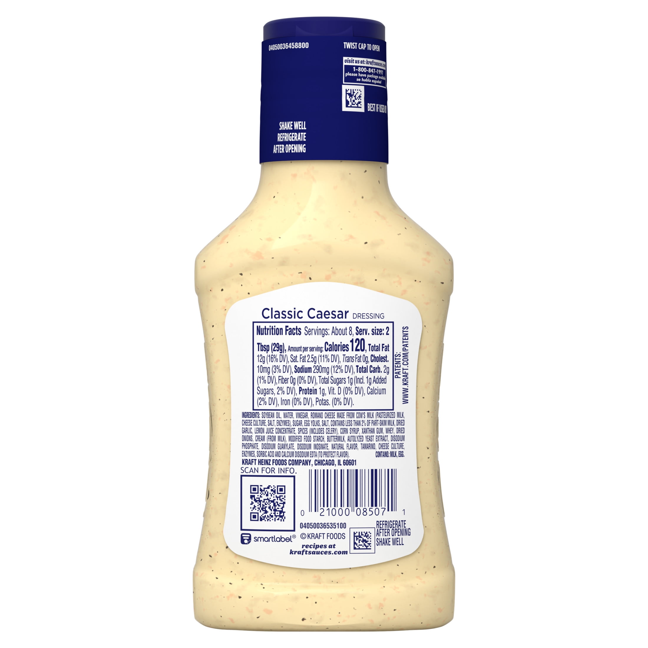 (9 pack) Kraft Classic Caesar Dressing, 8 fl oz Bottle, Casein Free
