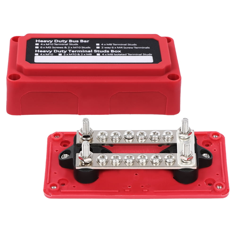 CROSSDESIGN 12 Terminal Ground Power Distribution Junction Block Kit Heavy Duty Bus Bar 12V