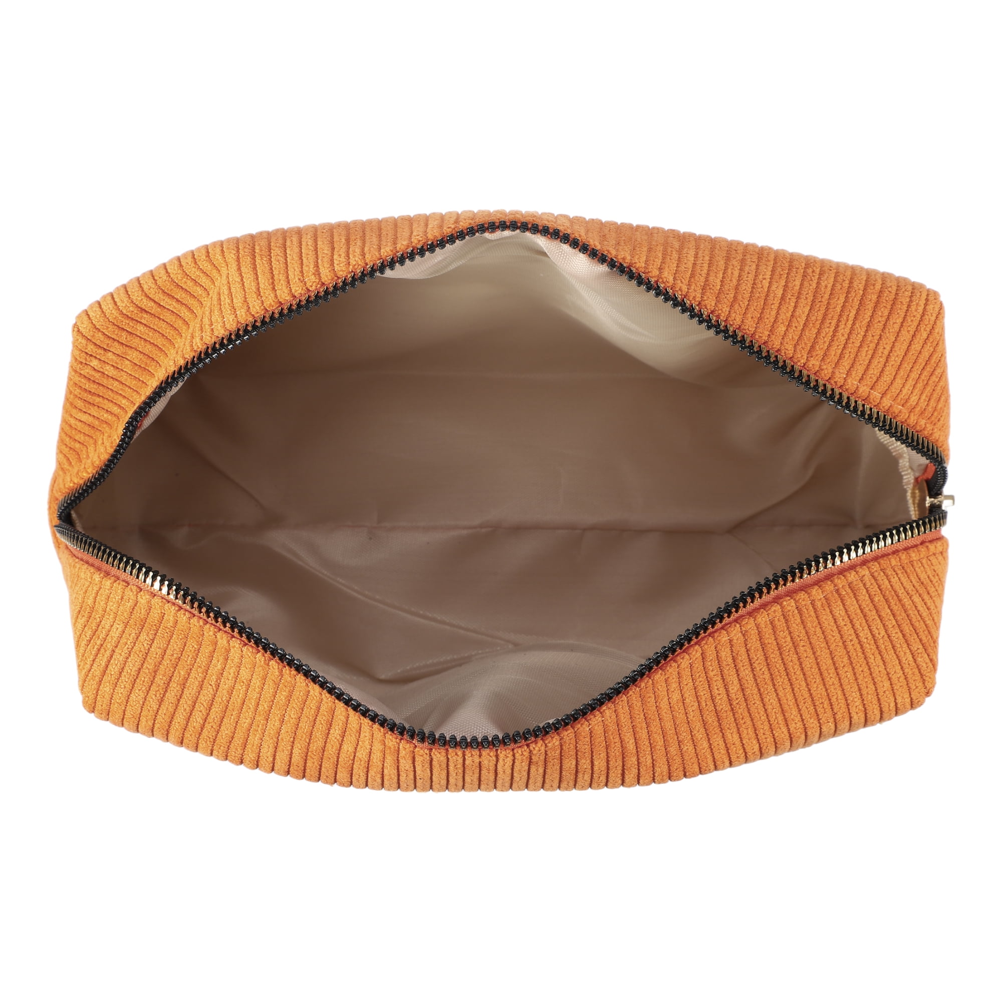 Unique Bargains 1Pc Durable Corduroy Storage Cosmetic Bag for Travel Activities Orange