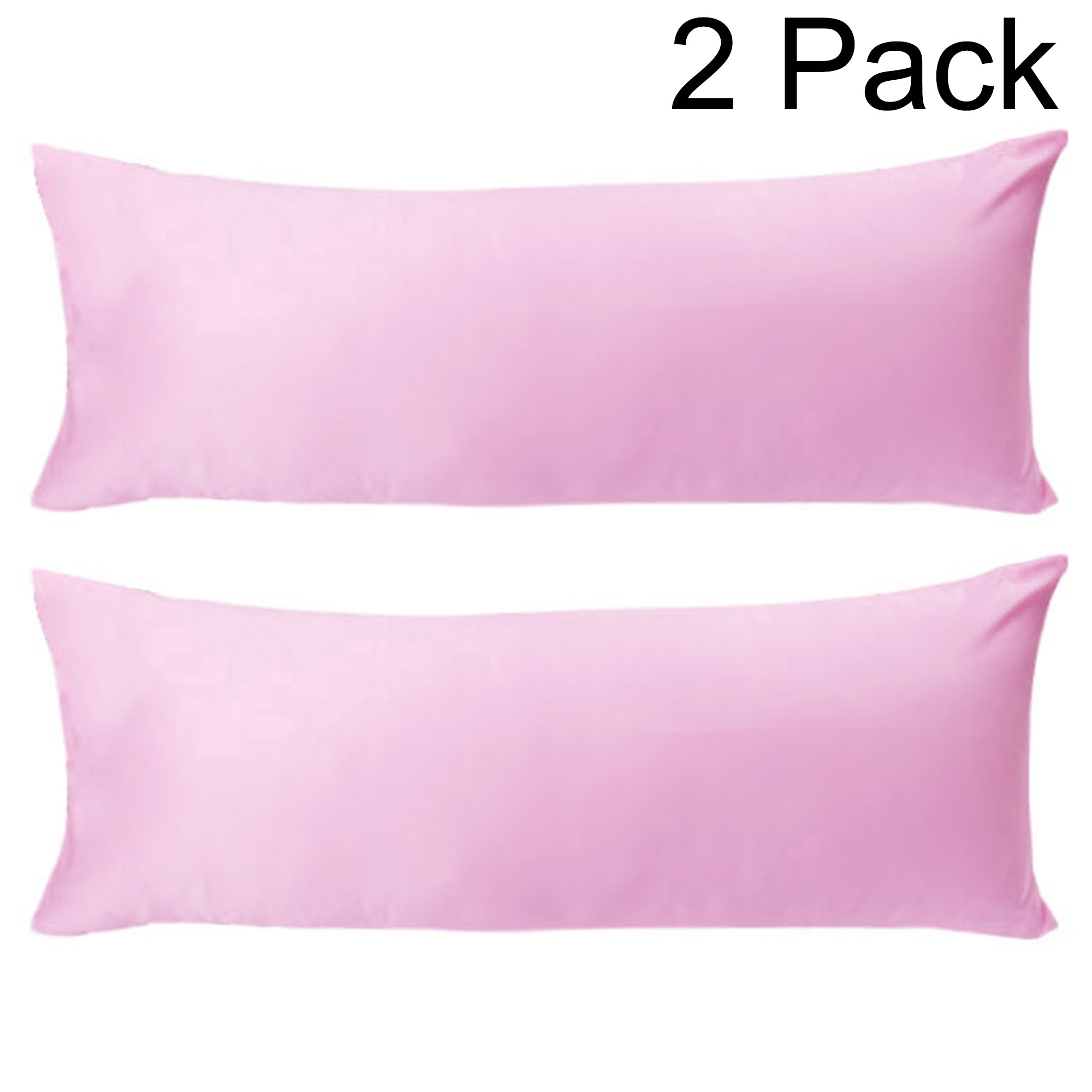 2Pack Satin Body Pillow Cover Long Pillowcases Silky for Hair and Skin Light Pink 20x72inch
