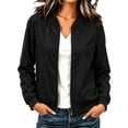 thumbnail image 5 of Enjoytime Fall Jackets for Women Stand Collar Zip Up Bomber Jackets Trendy Lightweight Casual Long Sleeve Outerwear, 5 of 7