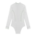 thumbnail image 4 of Hansber Men's Mock Neck Long Sleeve Latin Dance Leotard Shirt Ballroom Samba Latin Dance Bodysuit Top White XXL, 4 of 5