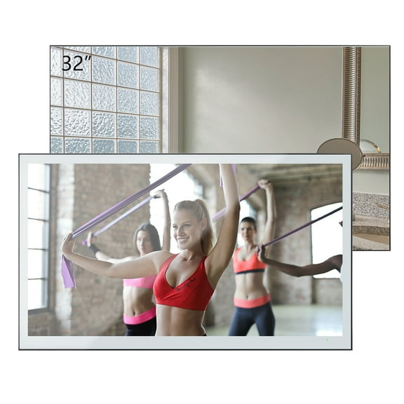 Soulaca 32 inches 4K Smart Mirror TV Wateproof Bathroom Voice Control Google System WiFi Bluetooth ATSC DTV Tuner