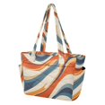 thumbnail image 2 of FORMRS Tote Bag for Women Quilted Large Capacity Travel Work Carry On Shoulder Handbag, Beige Abstract Wavy, 2 of 7