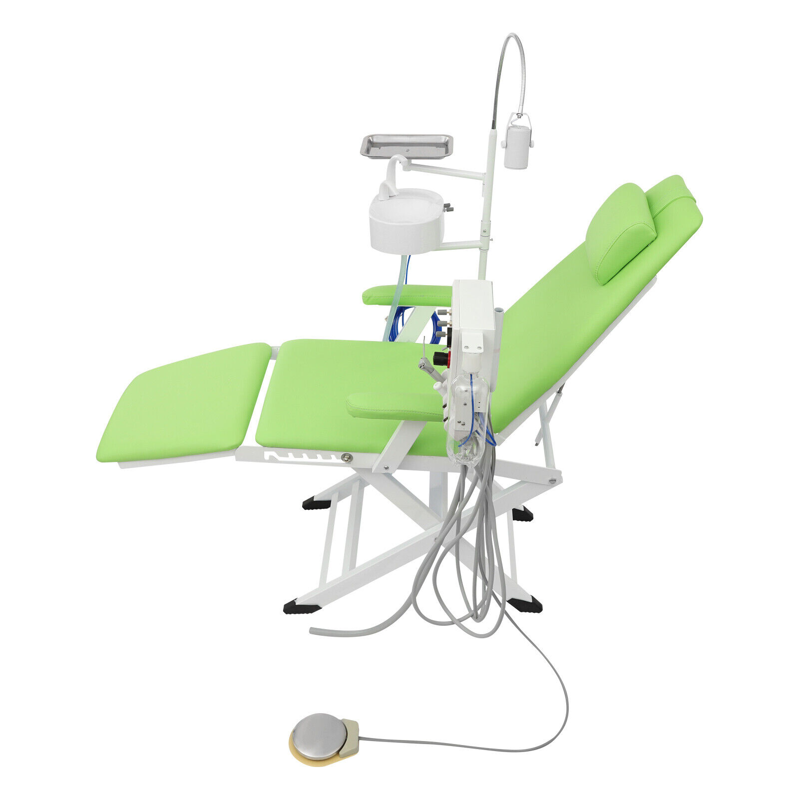 Portable Dental Chair with Tray+Spittoon+Hanging Turbine+LED Light Foldable 66.93*24.41in