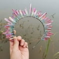 thumbnail image 3 of HOOUN Goddess Bridal Crown Raw Crystal Quartz Tiara Queen Party Headband Hair Hoop-Black, 3 of 7