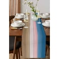 thumbnail image 4 of Pink Blue Brown Table Runner 120 Inches, Farmhouse Gradient Wooden Plank Art Bed Runner Dresser Scarves Tabletop for Indoor Outdoor Parties/Ceremony/Banquet, 13"x 120", 4 of 8
