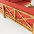 thumbnail image 3 of Elisha Acacia Wood Outdoor Left Arm Loveseat and Coffee Table Set with Cushion, Teak and Red, 3 of 13