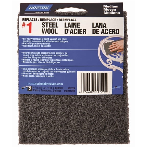 Norton Abrasives Sanding Wool Pad,1 Grit,Medium,PK2  07660701729