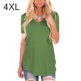 thumbnail image 3 of Guardurnaity Camiseta de mujer con cuello en V Blusa casual Color sólido con cuello en V Top de manga corta Prendas para la parte del cuerpo Verde 4XL Guardurnaity AP003157-47, 3 of 6