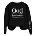 thumbnail image 4 of Holzkary Sweatshirts for Women Hoodies God Is Writing Your Story Sweatshirt Grahpic Crewneck Drop Shoulder Shirts Graphic Printed Pullover Top Comfy Fall Winter Outfits Clothes 2025 Fashion Black L, 4 of 4