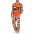 thumbnail image 5 of Men's Halloween Pajama Set Long Sleeve Raglan Soft Cotton Loungewear with Letter Print Top & Full Length Pants for Home Night Orange XL, 5 of 6