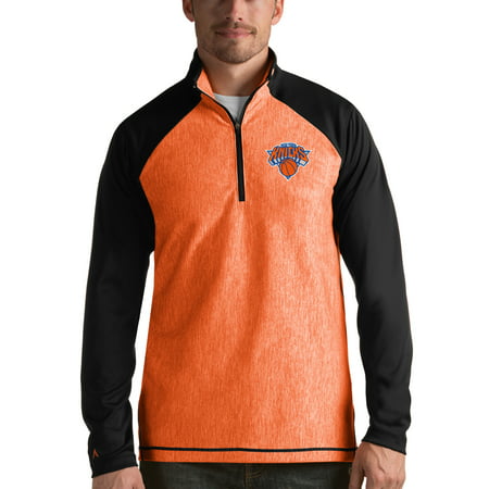 New York Knicks Antigua Playmaker Quarter-Zip Pullover Jacket - Heathered Orange/Black -