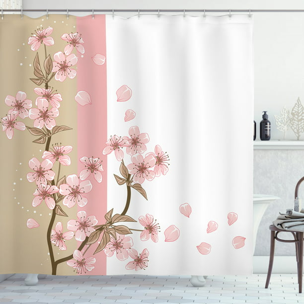 Japanese Shower Curtain Romantic, Oriental Themed Shower Curtains