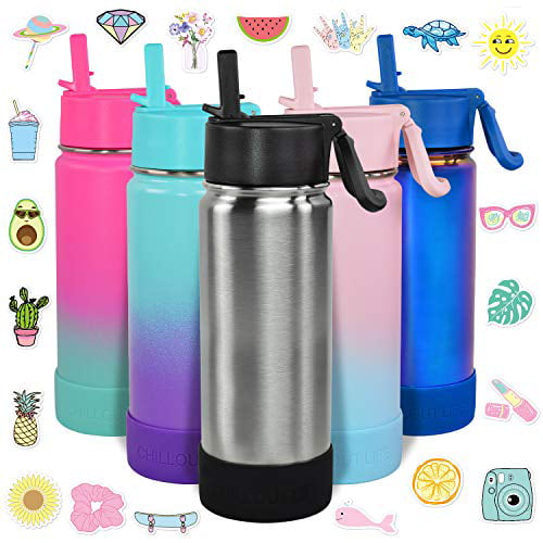 Perfect for Personalizing Your Kids Metal Water Bottle CHILLOUT LIFE 17 oz Insulated Water Bottle with Straw Lid for Kids and Adult 20 Cute Waterproof Stickers