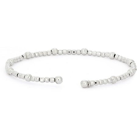 Giuliano Mameli Sterling Silver Rhodium-Plated Bangle with Round Faceted Beads