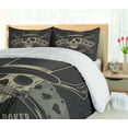 thumbnail image 4 of Ambesonne Poker Duvet Cover Set, Skull Image and Playing Cards, 2-Calking, Dark Grey Dusk, 4 of 6