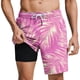 thumbnail image 2 of Ceisia Men's Pink & Gold Palm Leaf Print Beach Shorts with Quick Dry Stretch Fabric and Anti-Exposure Liner Multicolor L Gifts, 2 of 6