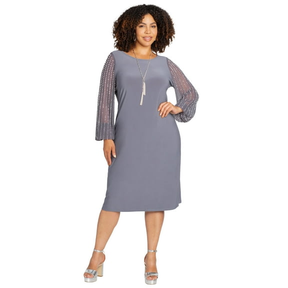 Catherines Women's Plus Size Beaded Mesh Shift Dress