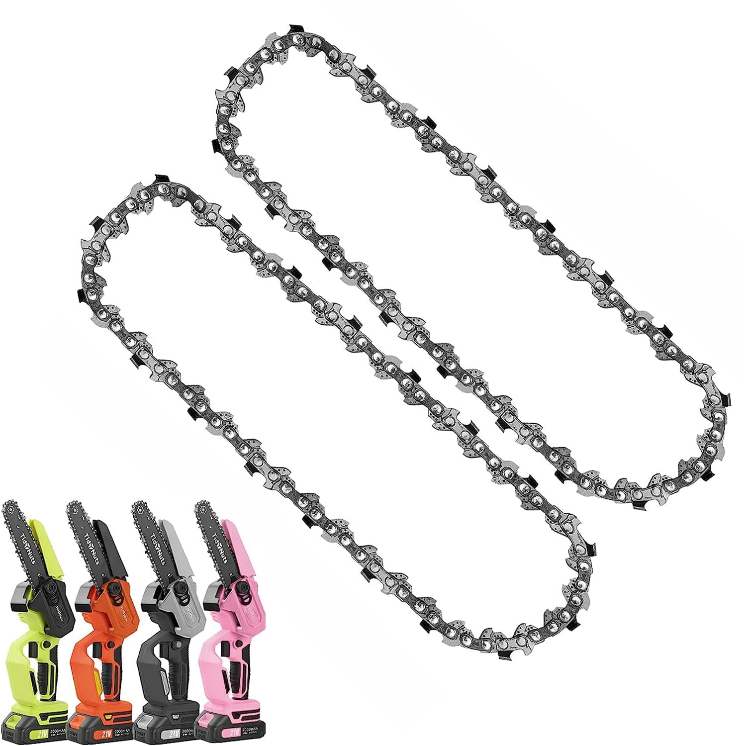 NaTiddy Mini Chainsaw Chain 6 inch, 2pc Replacement Chain with Deep Quenching and Hardness