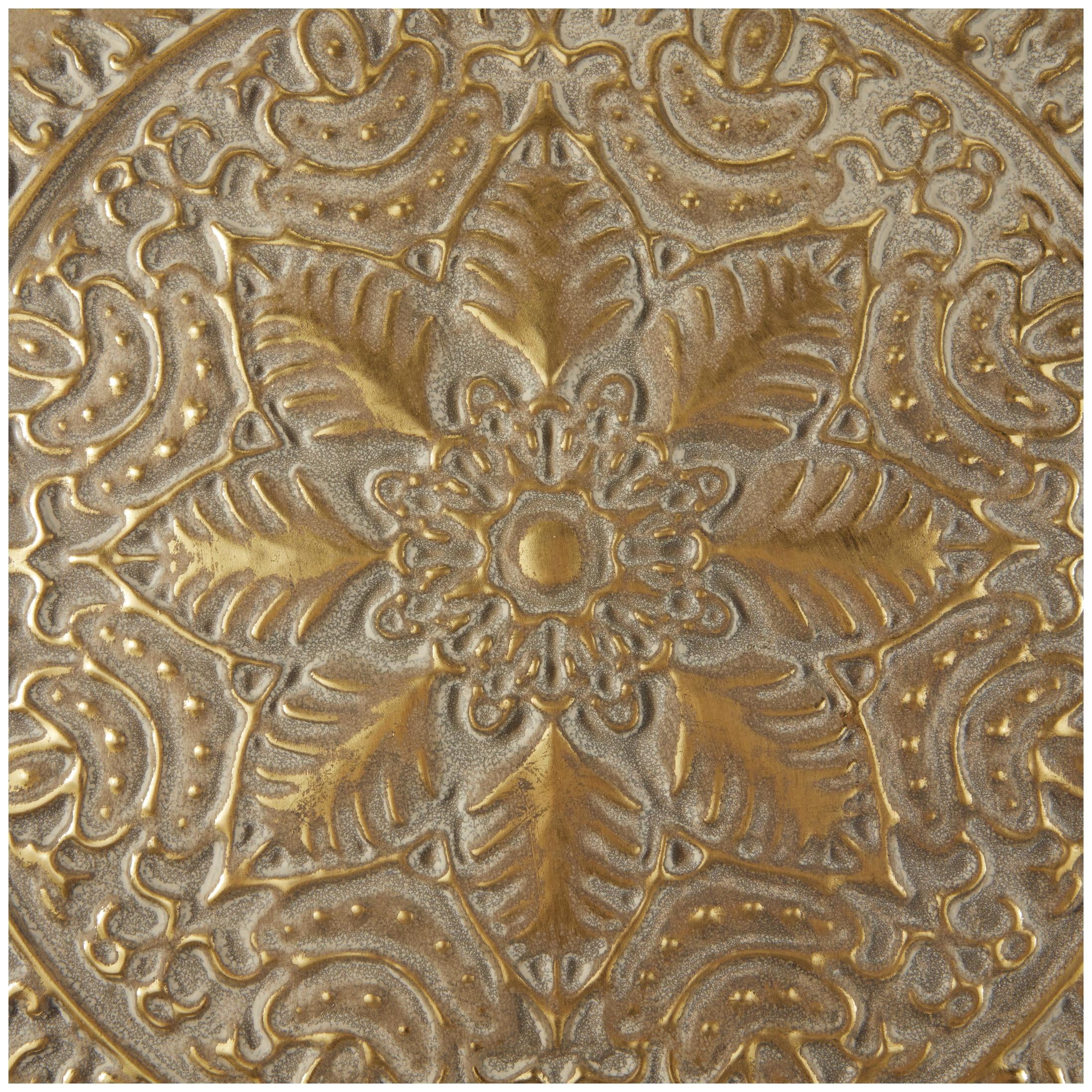 DecMode Gold Metal Scroll Wall Decor with Embossed Details (4 Count)