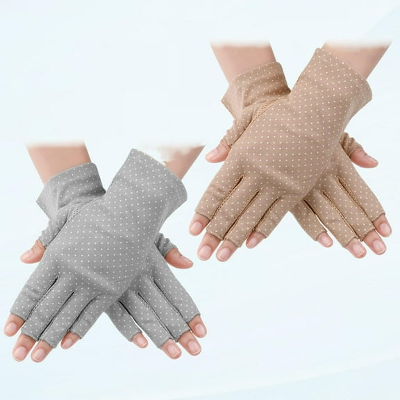 2 Pair Sun Protection Fingerless Gloves Women's Anti-Slip UV Sun Protection Gloves Summer Outdoor Driving Gloves