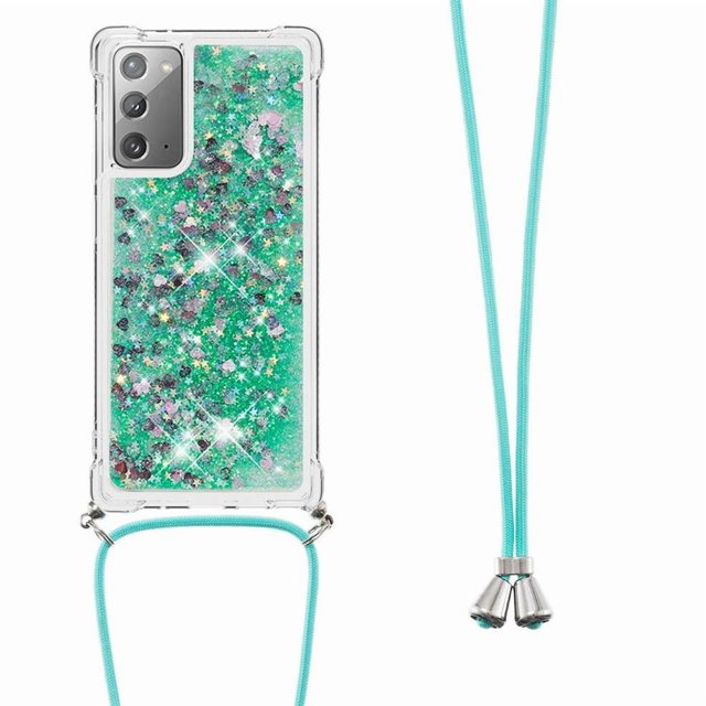 Funda FOXDOCK para Samsung Galaxy Note 20 con Cuerda Ajustable, Brillo Líquido, Protección Antigolpes y Lente – Ideal para Regalo
